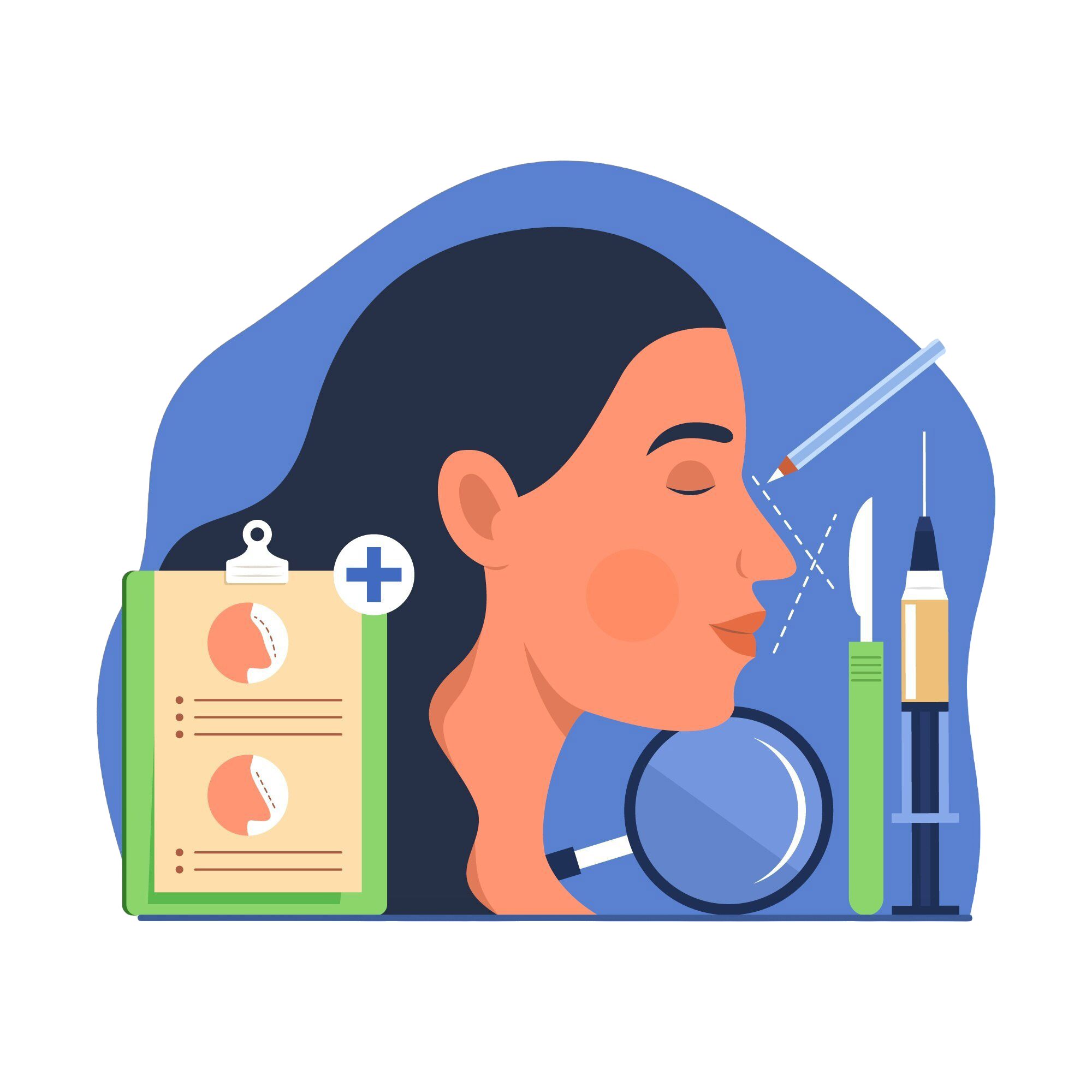 hand-drawn-flat-design-rhinoplasty-illustration